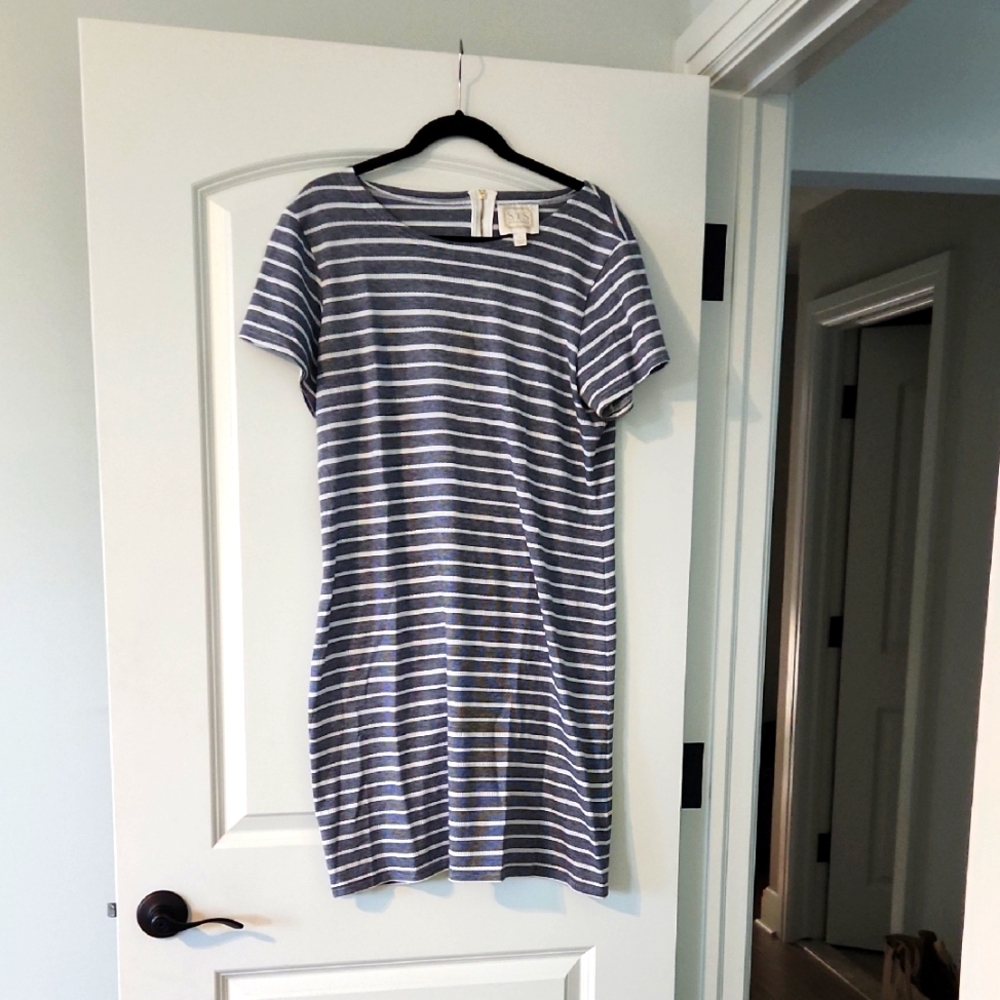 Striped Navy and White T-Shirt Dress